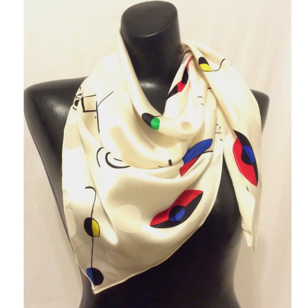 Vintage 80s Triangle Scarf Abstract Primary Color